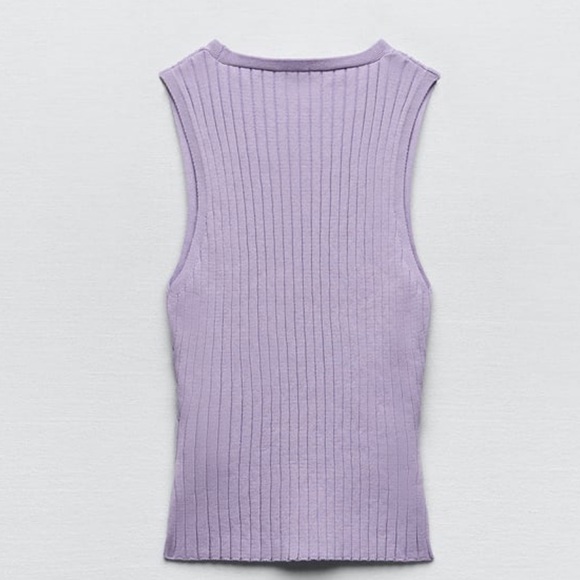 Lavender purple knit sweater short sleeve top - Picture 7 of 8
